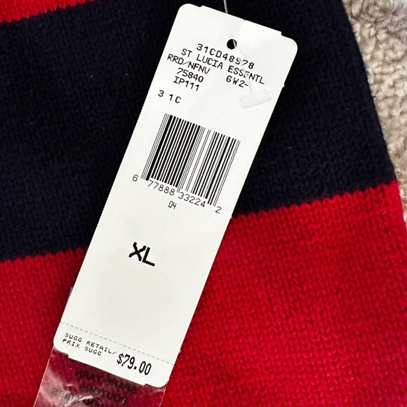 NWT Ralph Lauren Blue/Red Stripe Mock Neck Sweater Embroidered Crest Sz XL - Picture 3 of 8